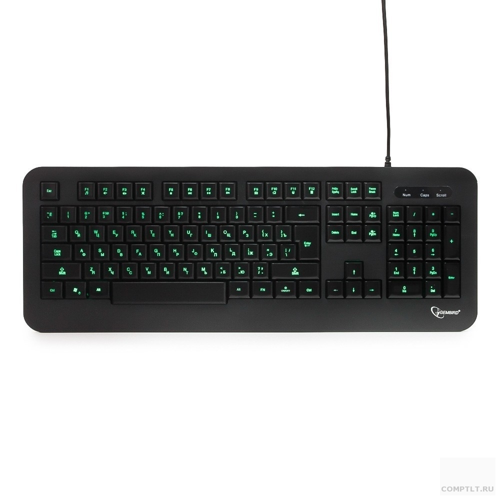 Клавиатура Gembird KB-230L черный USB 104 клавиши, подсветка 3 цвета, кабель 1.45м