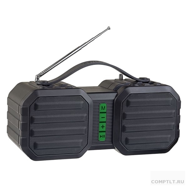 Колонка портативная Perfeo "STAND" Bluetooth FM, 10Вт, 2400mAh, черная/зеленая