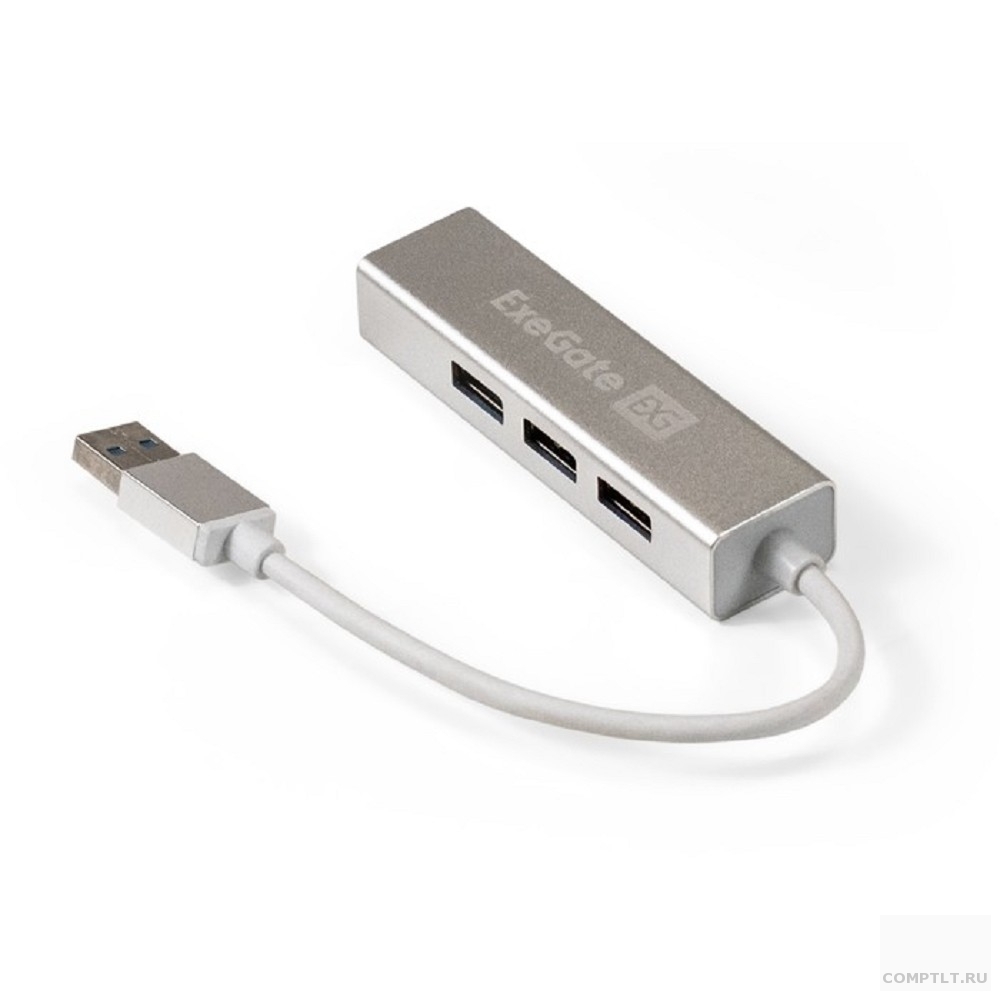 Концентратор USB HUB ExeGate DUB-4 кабель-адаптер USB3.0 -- 4xUSB3.0, PlugPlay, серебристый
