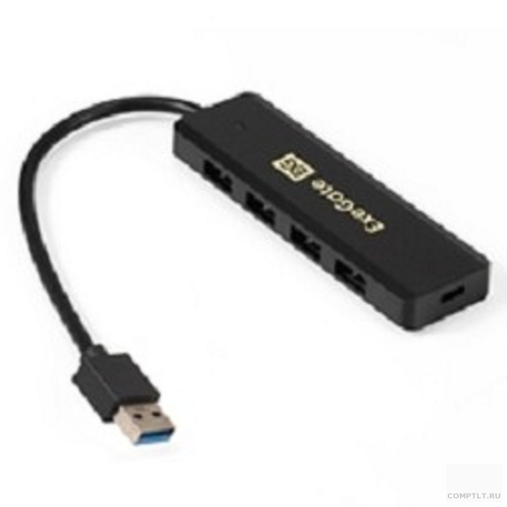 Концентратор USB HUB ExeGate DUB-4P/1 кабель-адаптер USB3.0 -- 4xUSB3.0, PlugPlay, черный