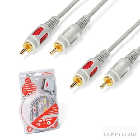 Кабель DeLink "Metal Grey" 2 RCA - 2 RCA 1,5м