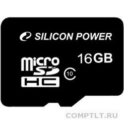 Micro SecureDigital 16Gb Silicon Power SP016GBSTH010V10 MicroSDHC Class 10
