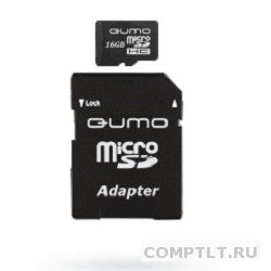 Micro SecureDigital 16Gb QUMO QM16GMICSDHC10 MicroSDHC Class 10, SD adapter