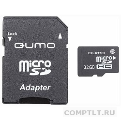 Micro SecureDigital 32Gb QUMO QM32GMICSDHC10U1 MicroSDHC Class 10 UHS-I, SD adapter