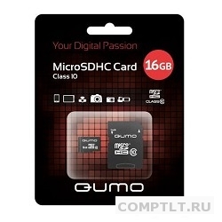 Micro SecureDigital 16Gb QUMO QM16GMICSDHC10U1 MicroSDHC Class 10 UHS-I, SD adapter