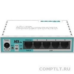 MikroTik RB750r2 hEX lite Маршрутизатор 4 порта 100Мбит/сек.  1 порт WAN 100Мбит/сек.