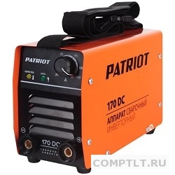 PATRIOT 170DC MMA Аппарат сварочный 605302516 Вход.напр. 140-240V, ток мин/макс 20/160A, ПВ при макс. токе 6040°C, диам.электрода 1.6/4,0мм, Потреб.мощн. 4.4KW/5.7KVA, Вес 4,1кг