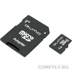 Micro SecureDigital 4Gb QUMO QM4GMICSDHC6 MicroSDHC Class 6, SD adapter