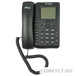 RITMIX RT-490 black проводной телефон, повторный набор номера, определитель номеров Caller ID, встроенный дисплей, громкая связь, телефонная книжка, регулятор громкости звонка