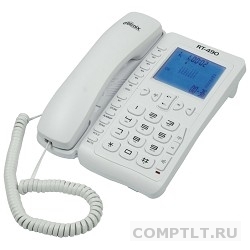 RITMIX RT-490 white проводной телефон, повторный набор номера, определитель номеров Caller ID, встроенный дисплей, громкая связь, телефонная книжка, регулятор громкости звонка