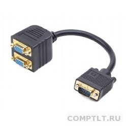 Cablexpert CC-VGAX2-20CM Разветвитель VGA Cablexpert CC-VGAX2-20CM, HD15M/2x15F, 1 компьютер - 2 монитора