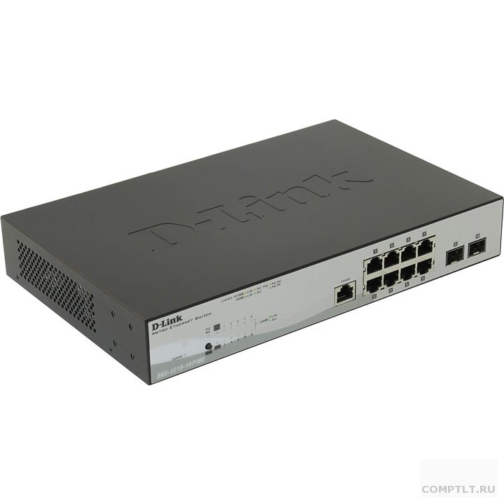 D-Link DGS-1210-10P/ME/B1A Управляемый L2 коммутатор с 8 портами 10/100/1000Base-T и 2 портами 1000Base-X SFP 8 портов PoE 802.3af/at, PoE-бюджет 78 Вт