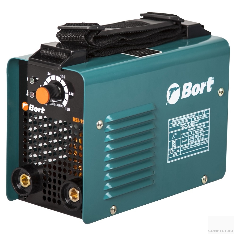 Bort BSI-190H Аппарат сварочный инверторный 91272645  10 - 180 A, 5300 Вт, 4.3 кг, 1 фаза, 180 - 250 В, держатель электрода, клемма массы. плечевой ремень 