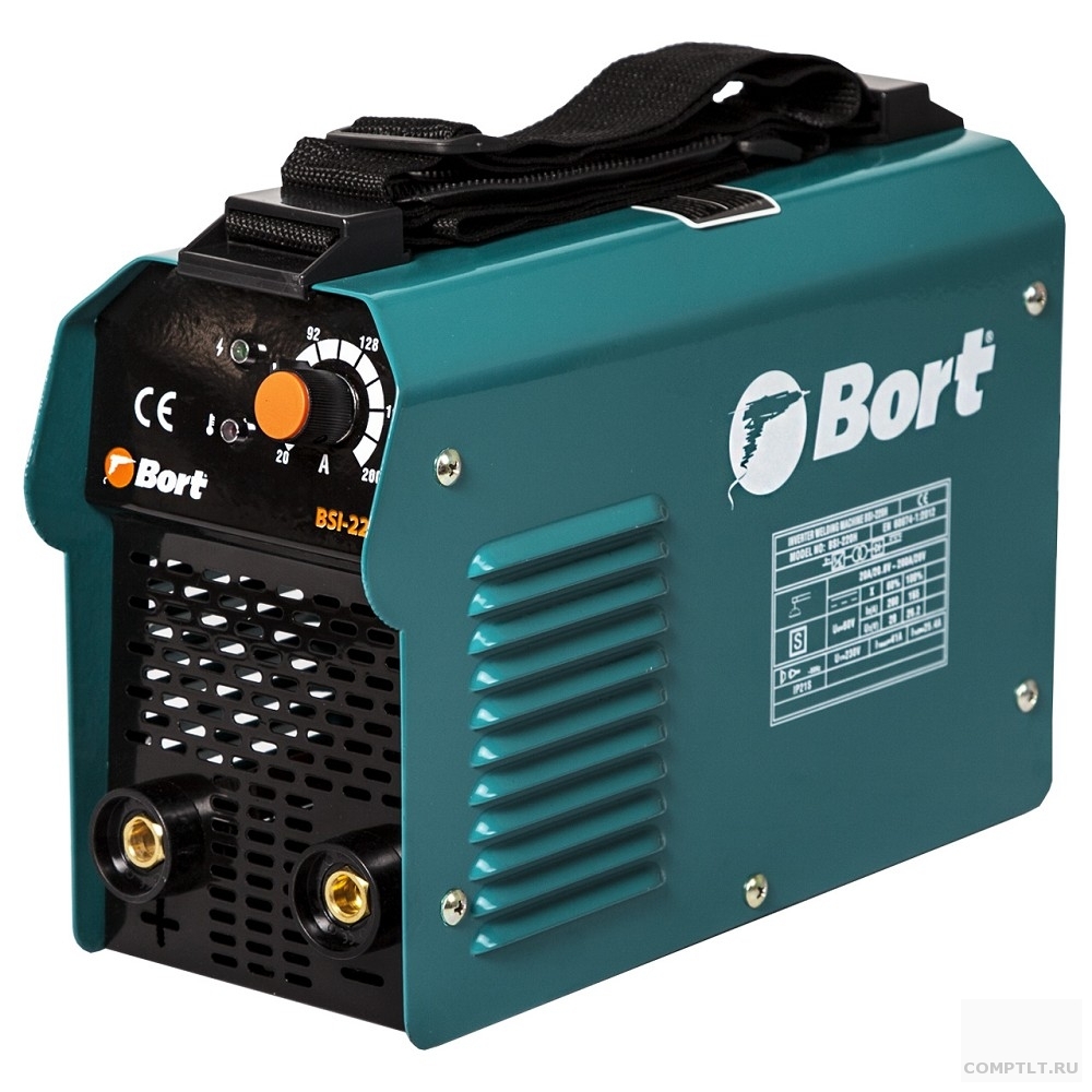 Bort BSI-220H Аппарат сварочный инверторный 91272652  10 - 200 A, 5700 Вт, 3.7 кг, 1 фаза, 180 - 250 В, держатель электрода, клемма массы. плечевой ремень 