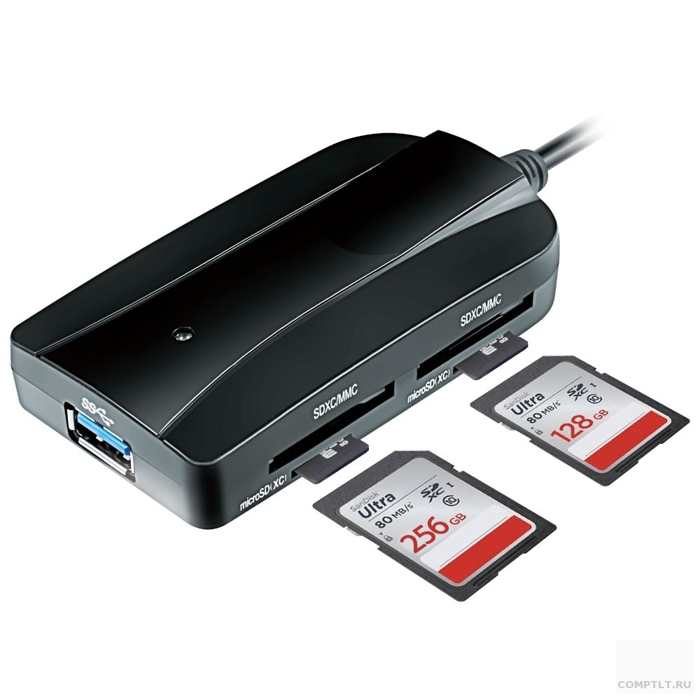 USB 3.0 Card reader SDXC/SD/SDHC/MMC/MS/microSD/M2  3xUSB 3.0 HUB GR-317UB Black