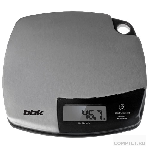 Весы кухонные BBK KS153M, сталь/ пластик, 5 кг, серый