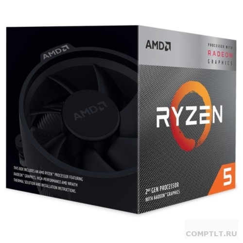  AMD Ryzen 5 3400G BOX 3.7GHz up to 4.2GHz/4x512Kb4Mb, 4C/8T, Picasso, 12nm, 65W, Radeon Vega 11 1400MHz, unlocked, AM4