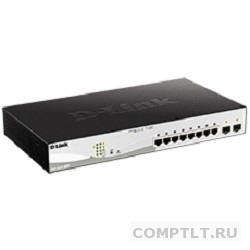 D-Link DGS-1210-10MP/FL1A Управляемый L2 коммутатор с 8 портами 10/100/1000Base-T и 2 портами 1000Base-X SFP 8 портов PoE 802.3af/at, PoE-бюджет 130 Вт