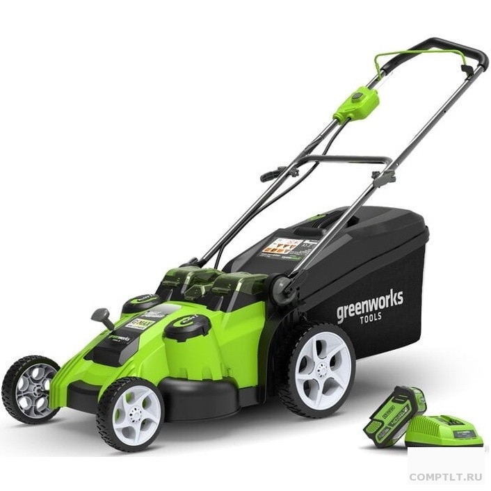 Greenworks Газонокосилка аккумуляторная G40LM49DB, TwinForce, 40V, 49 см, без АКБ и ЗУ 2500207