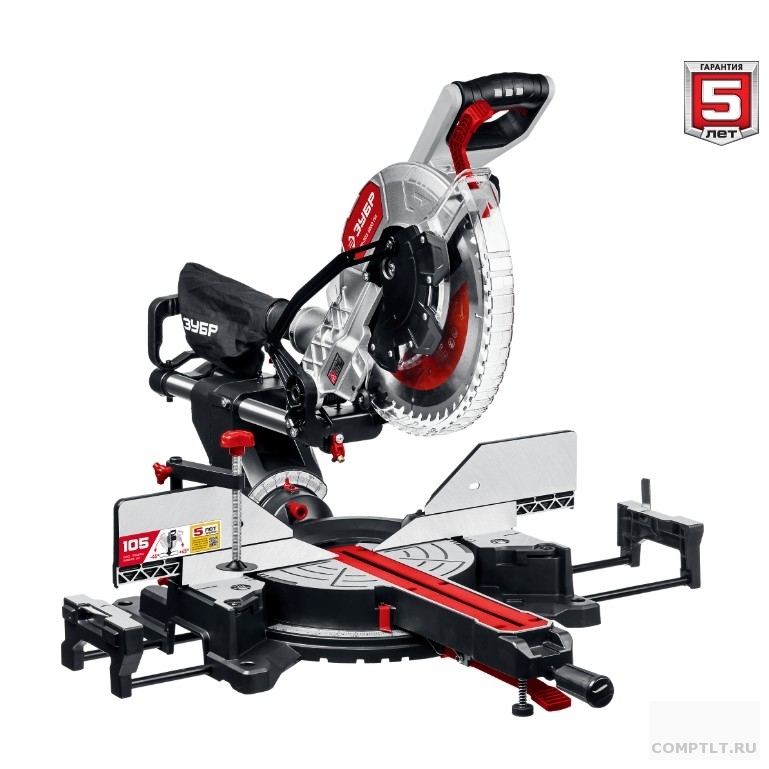 ЗУБР "МАСТЕР" Пила торцовочная ЗПТ-305-1800 ПЛ  с протяжкой, d 305 х 30 мм, 1800 Вт