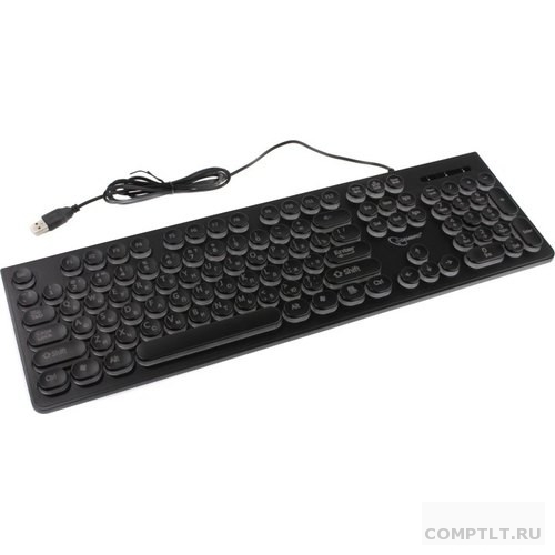 Клавиатура Gembird KB-240L с подсветкой, USB, черный, 104 клавиши, подсветка Rainbow, кабель 1.5м