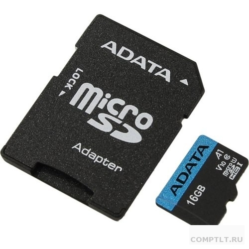 Micro SecureDigital 16Gb A-DATA AUSDH16GUICL10A1-RA1 MicroSDHC Class 10 UHS-I U1, SD adapter