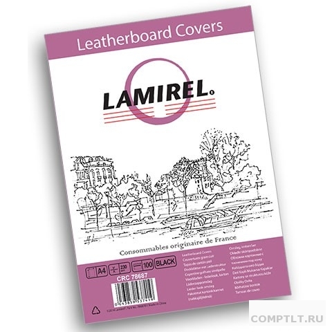 Обложки Lamirel Delta A4, картонные, с тиснением под кожу , цвет черный, 250г/м, 100шт LACRC-78687