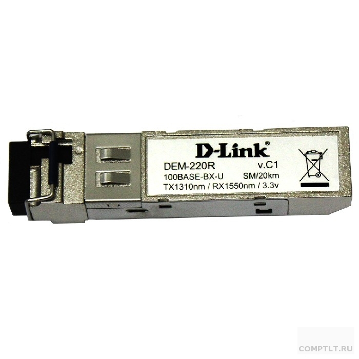 D-Link 220R/20KM/A1A WDM SFP-трансивер с 1 портом 100Base-BX-U Tx1310 нм, Rx1550 нм для одномодового оптического кабеля до 20 км