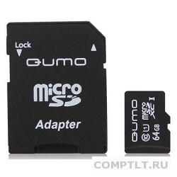 Micro SecureDigital 64Gb QUMO QM64GMICSDXC10U1 MicroSDXC Class 10 UHS-I, SD adapter