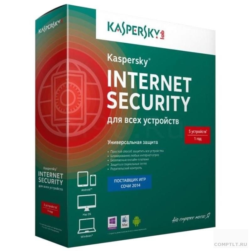 KL1939RBEFS Kaspersky Internet Security Russian Edition. 5-Device 1 year Base Box 9090861402778