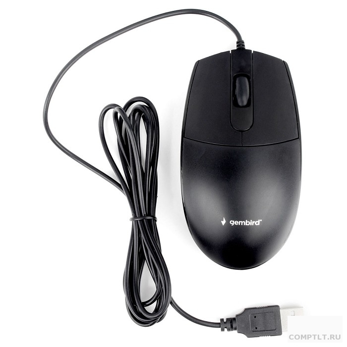 Gembird MOP-420 Мышь, USB, черный, 2кн.колесо-кнопка, 1000 DPI, кабель 1.8м