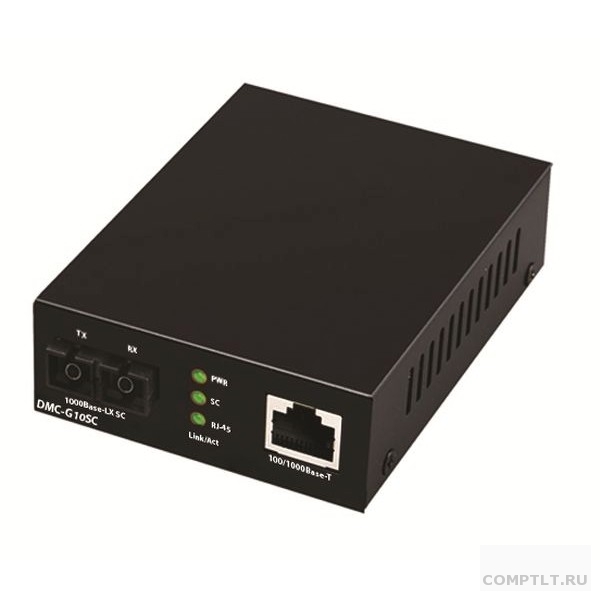 D-Link DMC-G10SC/A1A Медиаконвертер с 1 портом 100/1000Base-T и 1 портом 1000Base-LX с разъемом SC для одномодового оптического кабеля до 10 км