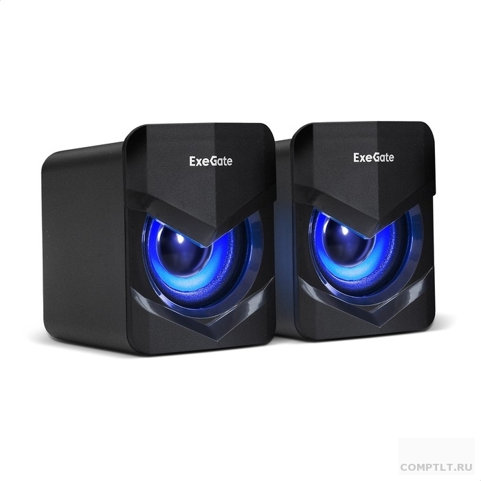 Exegate EX289685RUS Акустическая система 2.0 ExeGate Accord 200 питание USB, 2х3Вт 6Вт RMS, 60-20000Гц,цвет черный, синяя подсветка