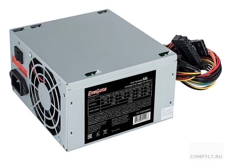 Exegate EX292142RUS Блок питания 600W ExeGate AB600 ATX, 8cm fan, 24pin, 4pin, 3xSATA, 2xIDE, FDD