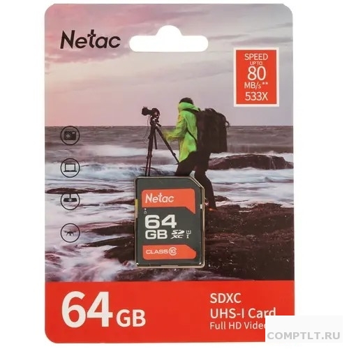 SecureDigital 64GB Netac P600 Standard SD , Retail version NT02P600STN-064G-R