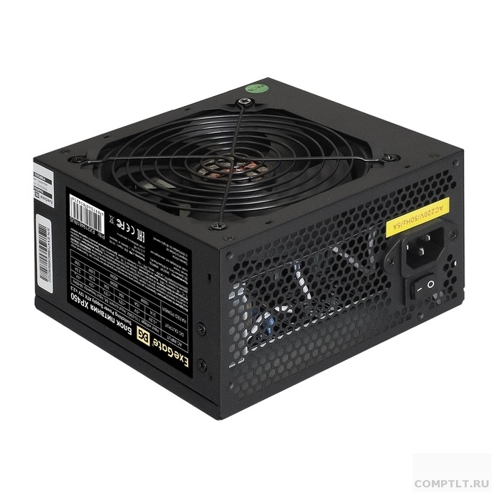 Exegate EX219461RUS-PC Блок питания 450W ExeGate XP450 ATX, PC, 12cm fan, 24pin, 4pin, PCIe, 3xSATA, 2xIDE, black, кабель 220V в комплекте