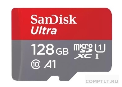 Micro SecureDigital 128GB SanDisk Ultra Class 10, UHS-I, R 140 МБ/с, SDSQUAB-128G-GN6MN без адаптера SD
