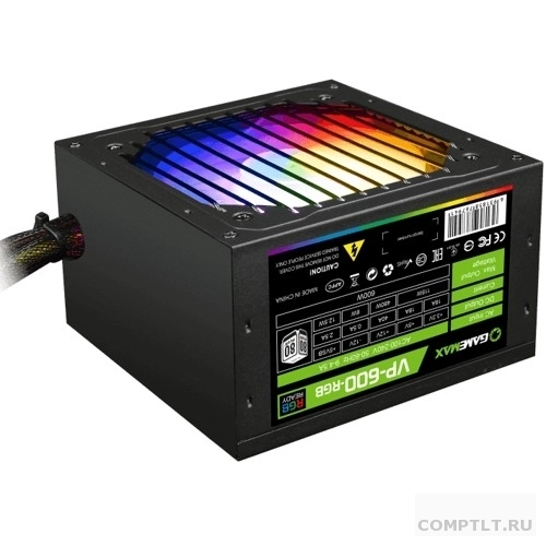 GameMax Блок питания ATX 600W VP-600-RGB 80, Ultra quiet