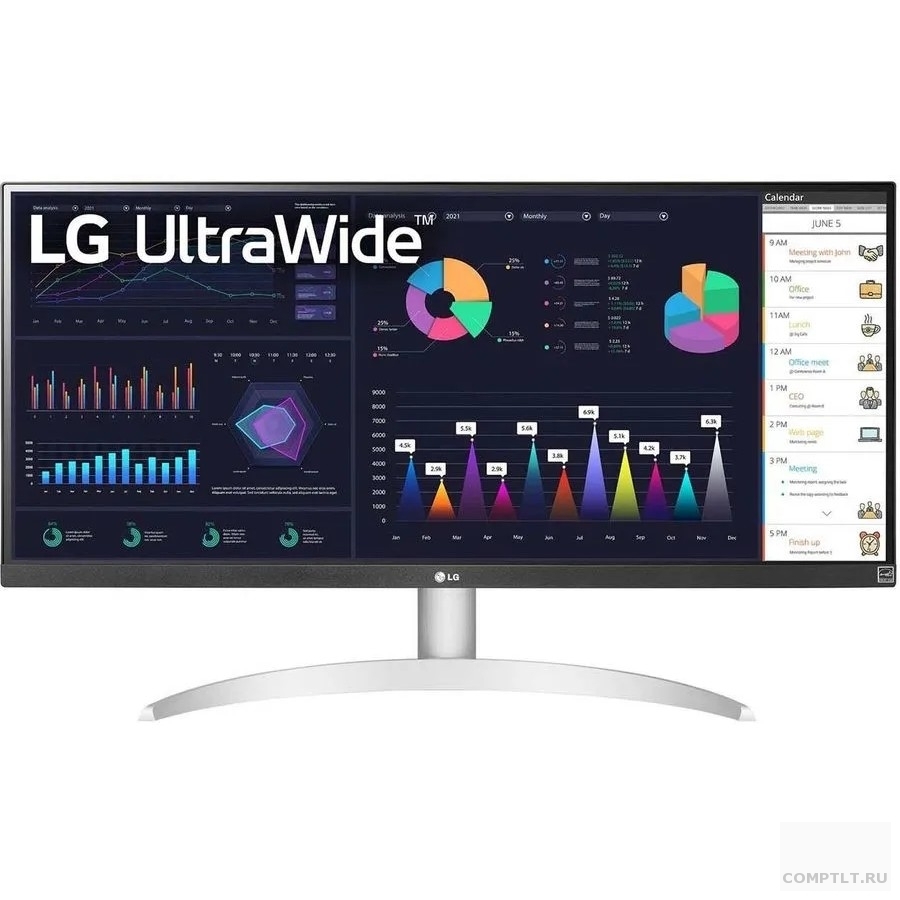 LG 29" 29WQ600-W UltraWide серебристый IPS 2560x1080 100Hz 1ms 219 250cd 178/178 HDMI DisplayPort USB M/M 29wq600-w.aruz