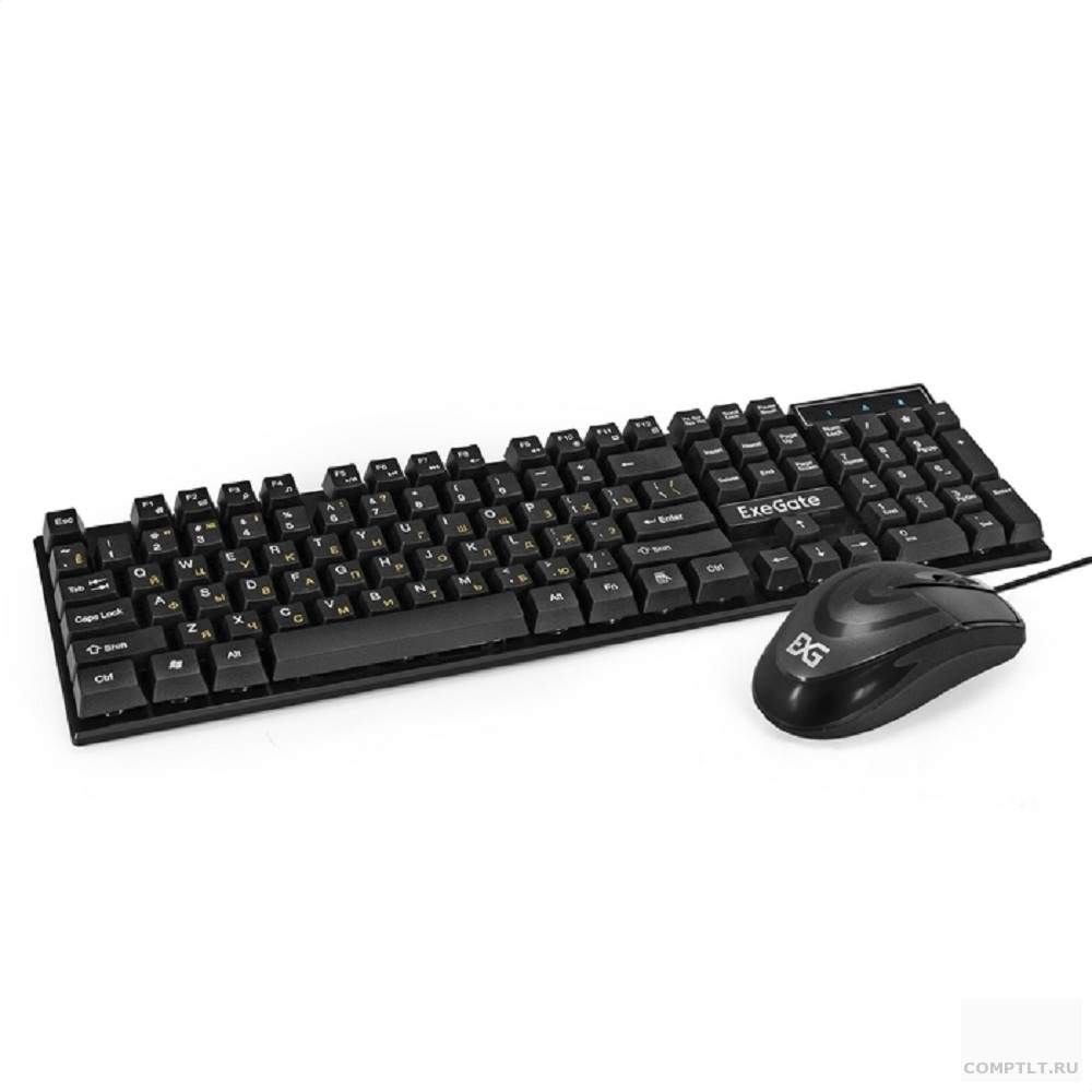 Exegate EX295302RUS Комплект ExeGate Professional Standard Combo MK110 клавиатура влагозащищенная 104кл.  мышь оптическая 1000dpi, 3 кнопки и колесо прокрутки, длина кабелей 1,5м USB, черный, Color